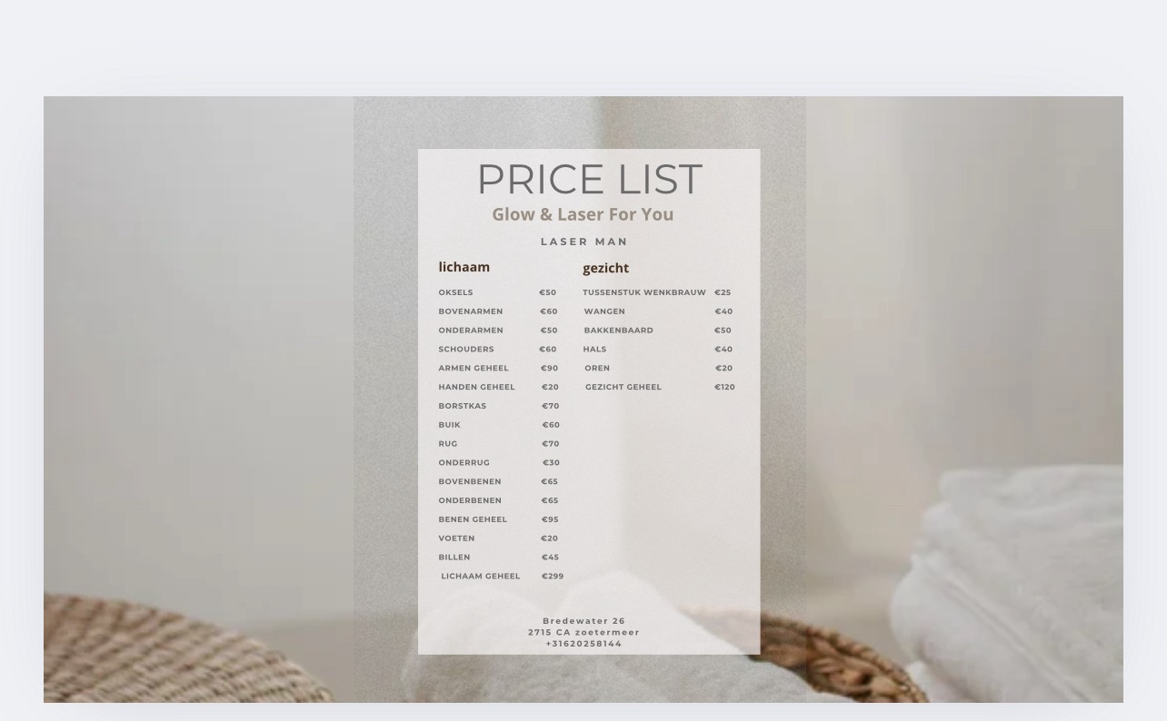 Prijskaart laser vrouwen