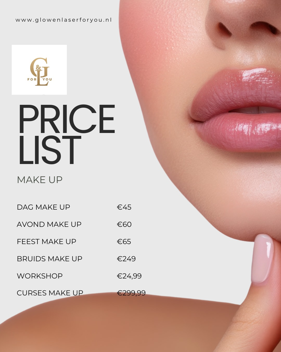 Make-up prijslijst Glow & Laser For You